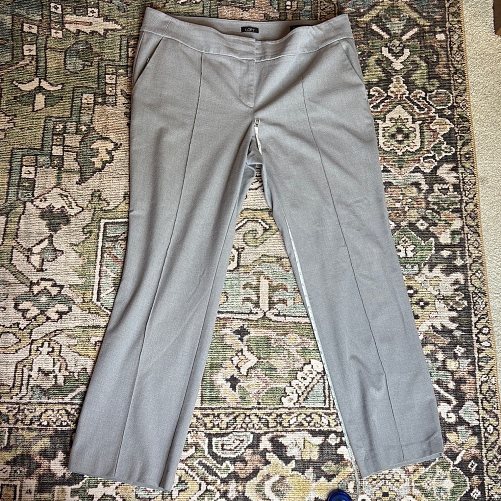 LOFT Gray Women's Marisa Straight trouser 14 work office business